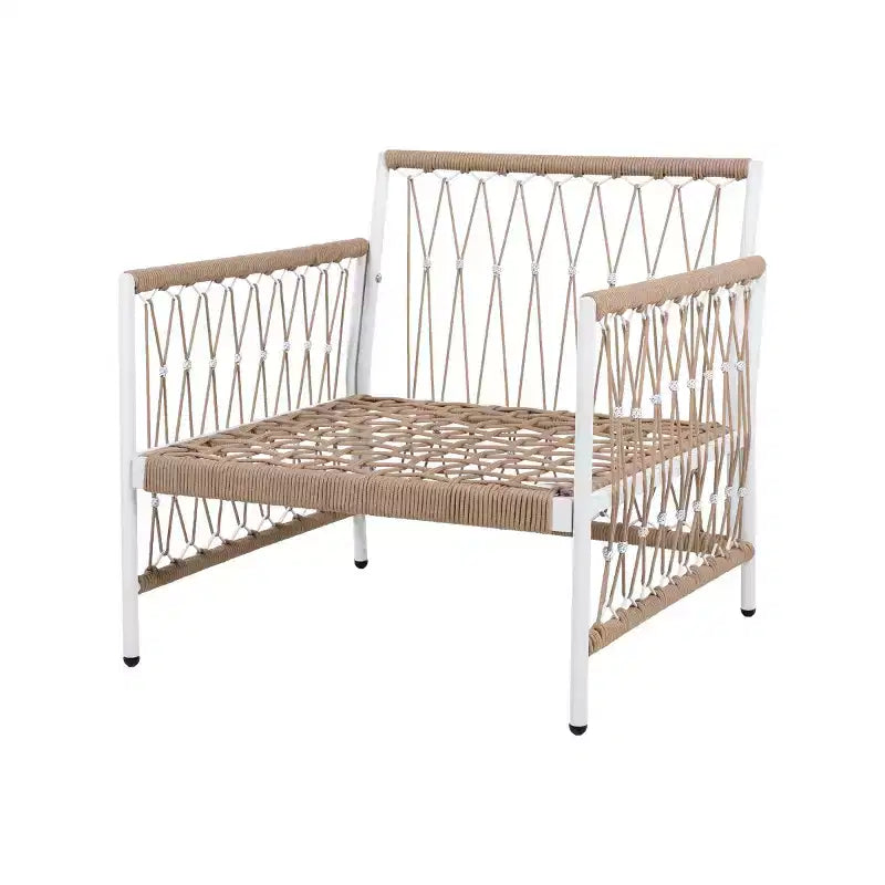Set da 3 mobili da patio bohémien con 2 sedie a sdraio e tavolino in vetro, set da conversazione per esterni per cortile o a bordo piscina-Panipeachy