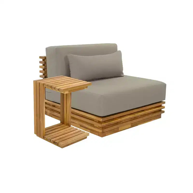 Christopher Knight Home Weston, set da 2 pezzi per esterno con sedia club moderna in legno di acacia e tavolino laterale, con cuscini