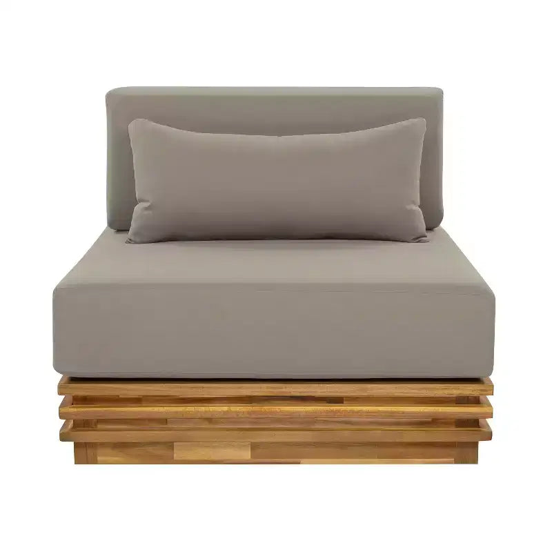 Christopher Knight Home Weston, set da 2 pezzi per esterno con sedia club moderna in legno di acacia e tavolino laterale, con cuscini