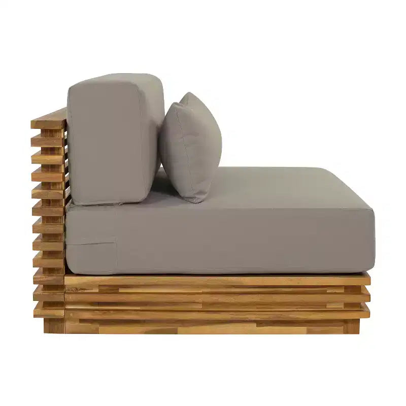 Christopher Knight Home Weston, set da 2 pezzi per esterno con sedia club moderna in legno di acacia e tavolino laterale, con cuscini