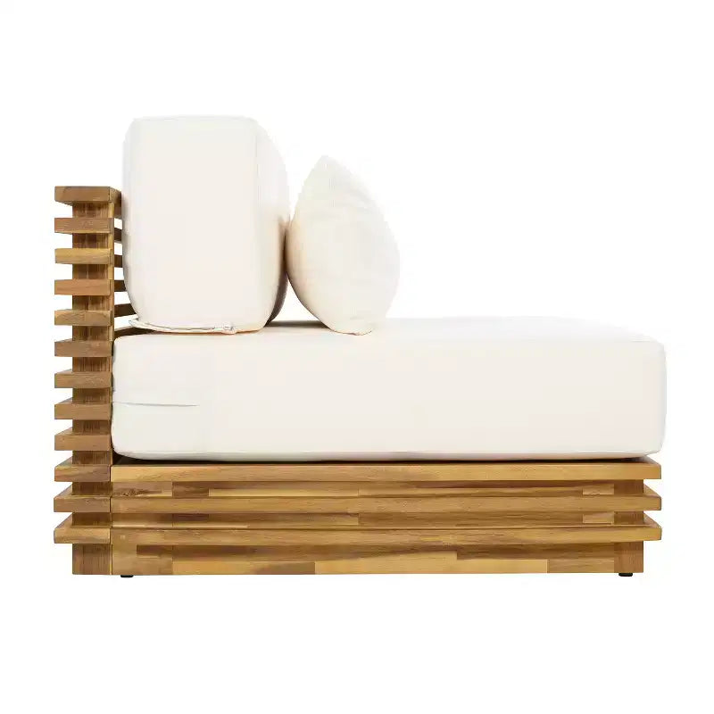 Christopher Knight Home Weston, set da 2 pezzi per esterno con sedia club moderna in legno di acacia e tavolino laterale, con cuscini