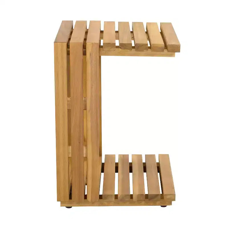Christopher Knight Home Weston, set da 2 pezzi per esterno con sedia club moderna in legno di acacia e tavolino laterale, con cuscini