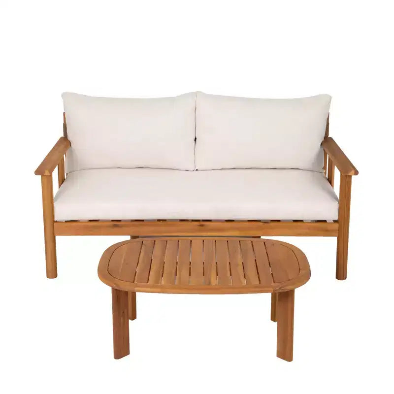 Christopher Knight Home Chanan Set da Due Pezzi Moderno in Legno di Acacia con Tavolino a Doghe e Divanetto