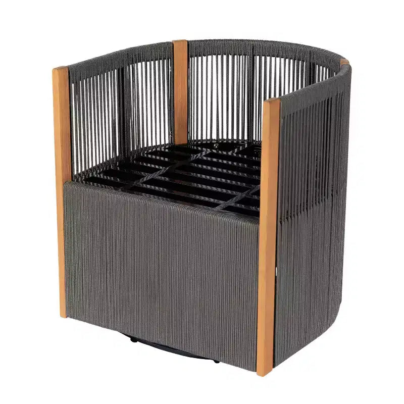 Christopher Knight Home Mason Set da Conversazione da Esterno Boho Moderno a 3 Pezzi con Poltrone Girevoli in Legno di Acacia e Corda e Tavolino Rotondo