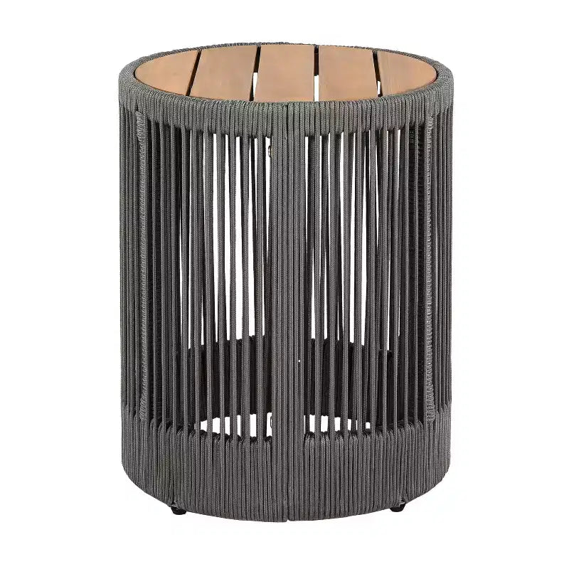 Christopher Knight Home Mason Set da Conversazione da Esterno Boho Moderno a 3 Pezzi con Poltrone Girevoli in Legno di Acacia e Corda e Tavolino Rotondo