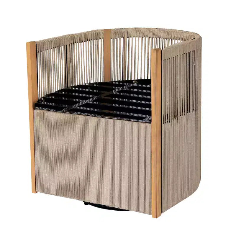 Christopher Knight Home Mason Set da Conversazione da Esterno Boho Moderno a 3 Pezzi con Poltrone Girevoli in Legno di Acacia e Corda e Tavolino Rotondo