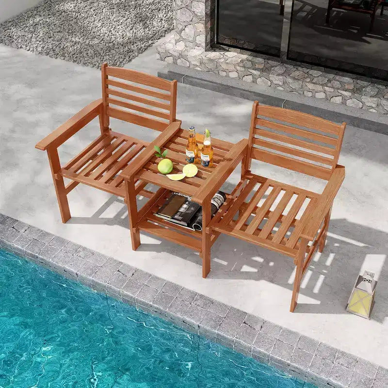 Costway Divanetto da esterno per patio con tavolino da caffè e foro per ombrellone per bordo piscina da giardino