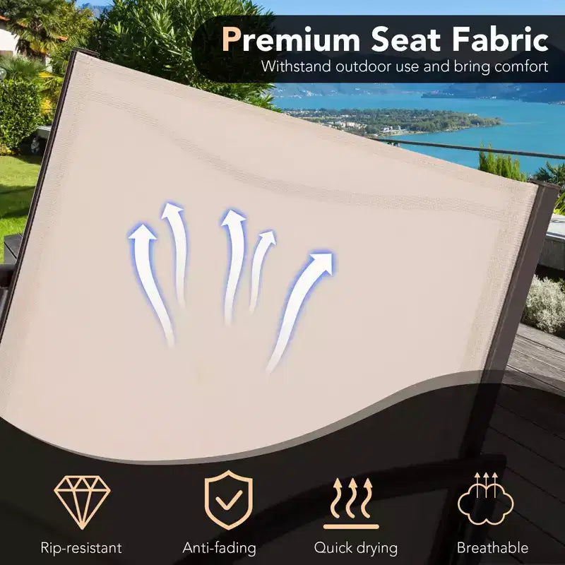 Set da 3 pezzi per patio Costway con sedie a seduta curva in tessuto e tavolino rotondo per giardino