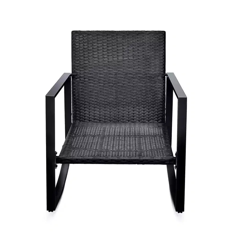 Whisen Set da 3 Pezzi da Giardino per Patio, Poltrona a Dondolo da Esterno, Set da Conversazione a Dondolo con Cuscino e 1 Tavolino - Blu