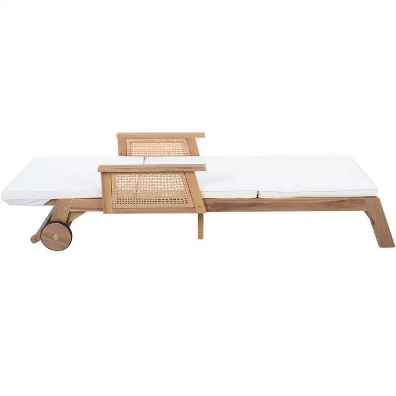 Christopher Knight Home Chalida Set 2 Pezzi Moderno Lettino Prendisole da Giardino in Legno di Acacia e Tavolino Laterale con Schienale Regolabile in 3 Posizioni
