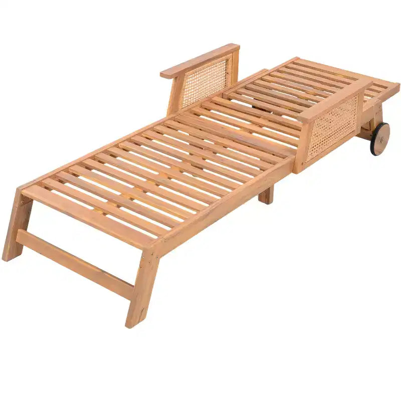 Christopher Knight Home Chalida Set 2 Pezzi Moderno Lettino Prendisole da Giardino in Legno di Acacia e Tavolino Laterale con Schienale Regolabile in 3 Posizioni