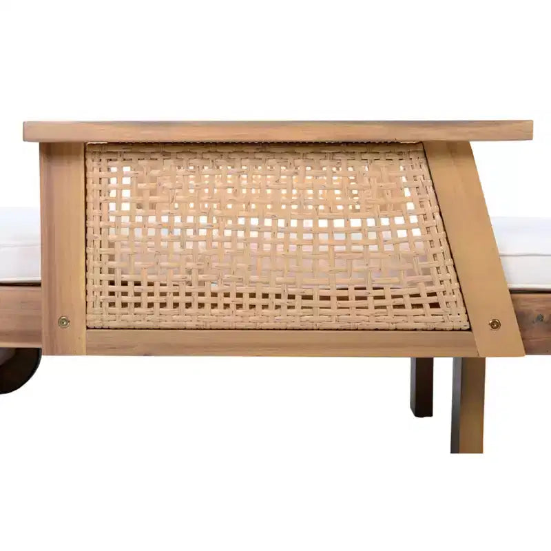 Christopher Knight Home Chalida Set 2 Pezzi Moderno Lettino Prendisole da Giardino in Legno di Acacia e Tavolino Laterale con Schienale Regolabile in 3 Posizioni