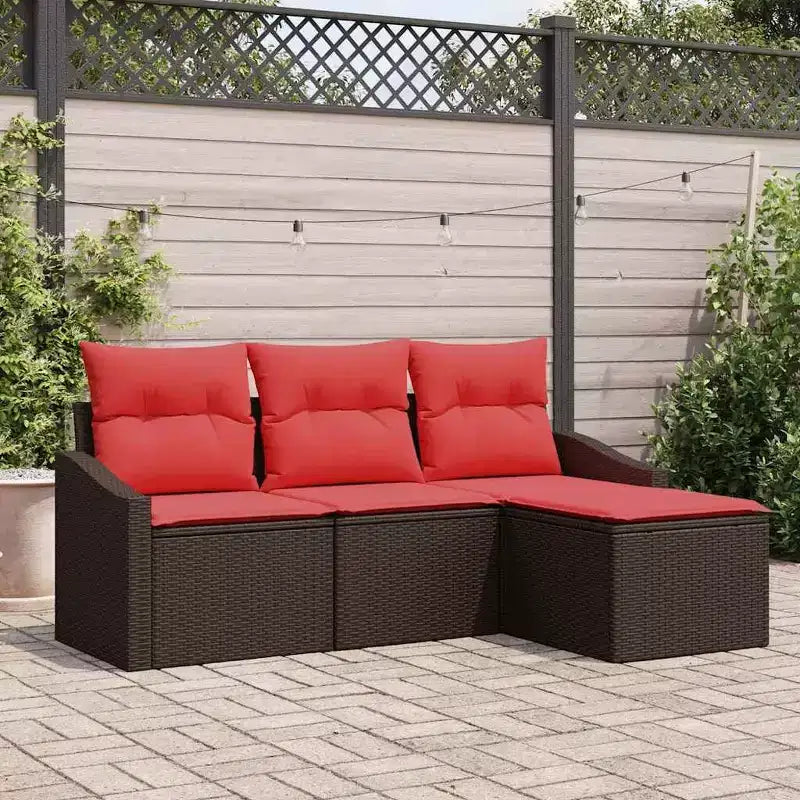 vidaXL Set Salotto da Giardino 4 pz Marrone Polyrattan