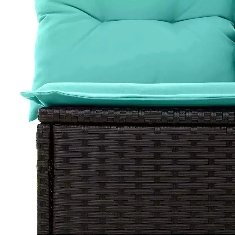 vidaXL Set divani da giardino 6 pz nero e turchese 264x154x85 cm - Nero e turchese Senza tavolo