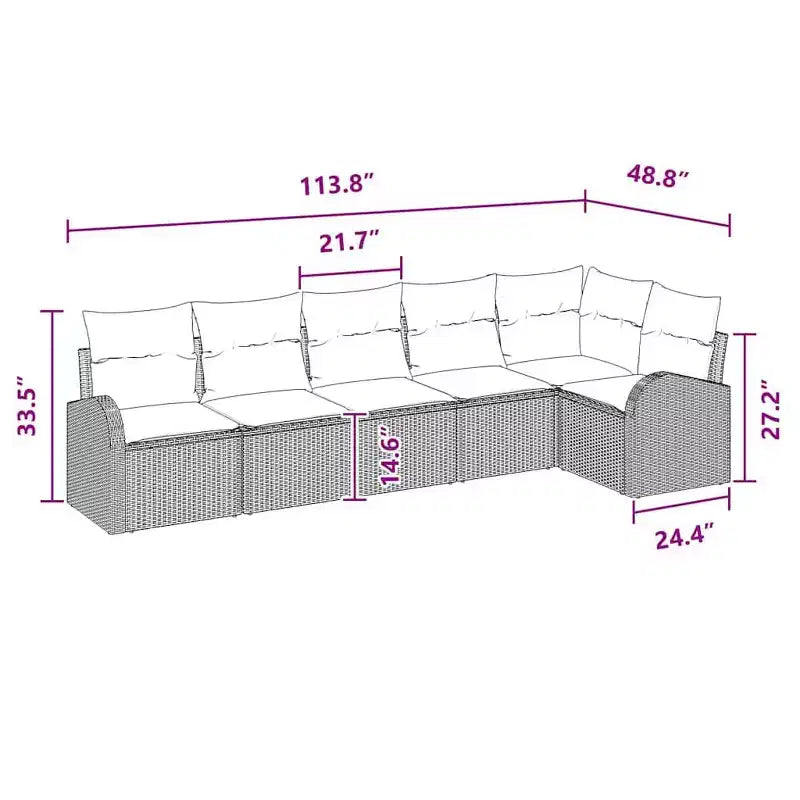 vidaXL Set divani da giardino 6 pz nero e turchese in polyrattan - Nero e turchese senza tavolo