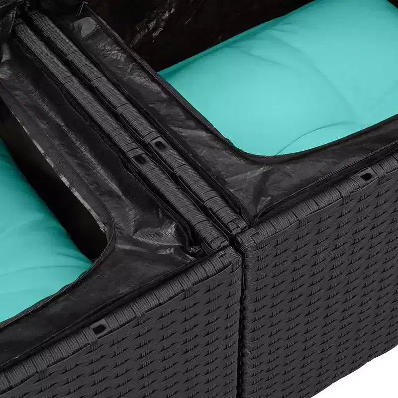 vidaXL Set divani da giardino 6 pz nero e turchese in polyrattan - Nero e turchese senza tavolo