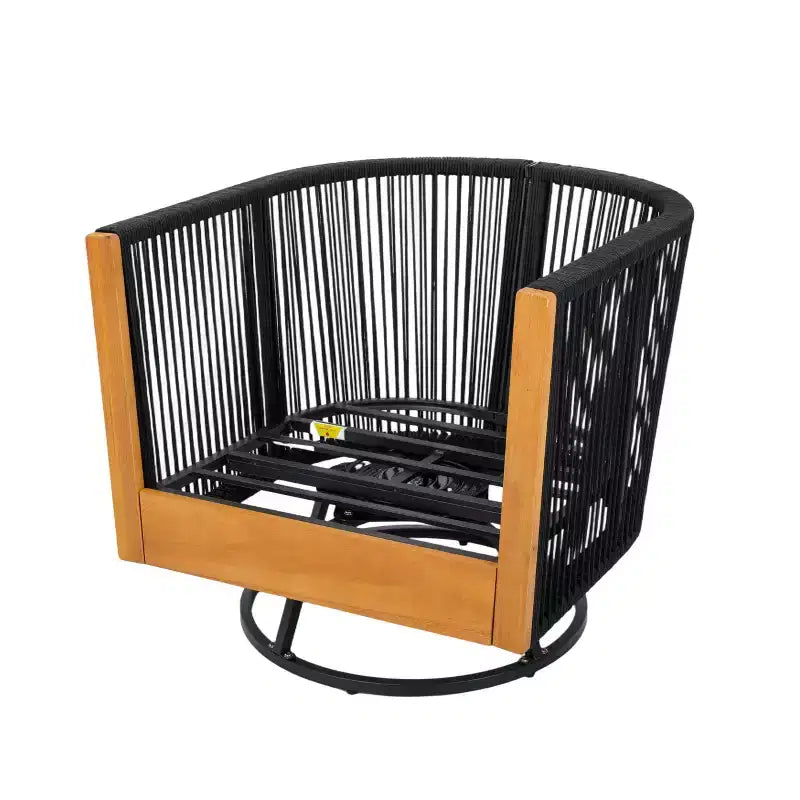 Christopher Knight Home Suriya, sedie girevoli da patio moderne in acacia con design a corda e tavolo in metallo