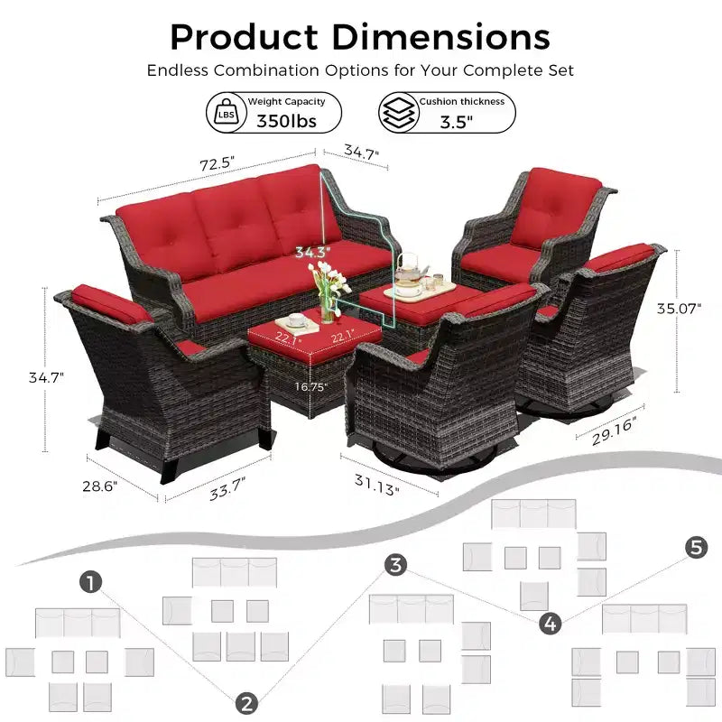 Set Modulare Premium da Esterno UPTIOT con Divano Lounge e Sedie