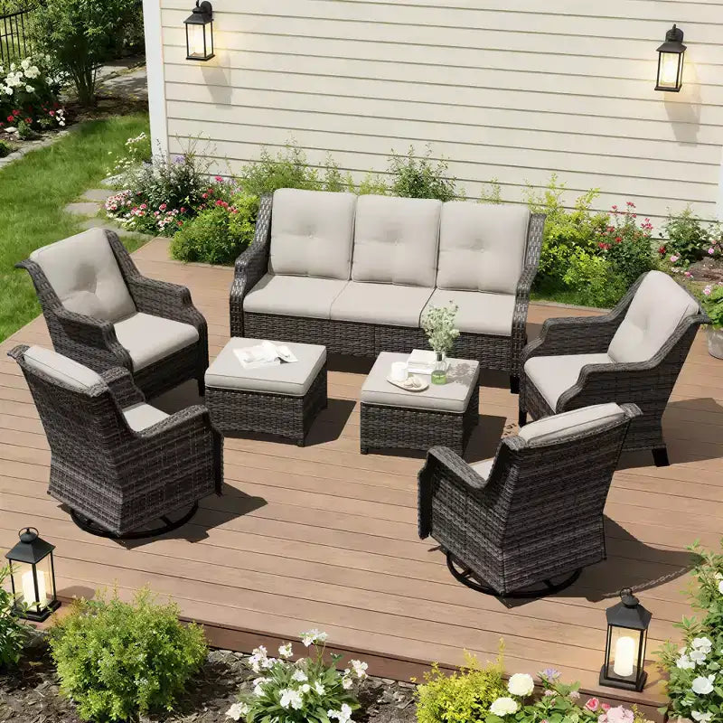 Set Modulare Premium da Esterno UPTIOT con Divano Lounge e Sedie