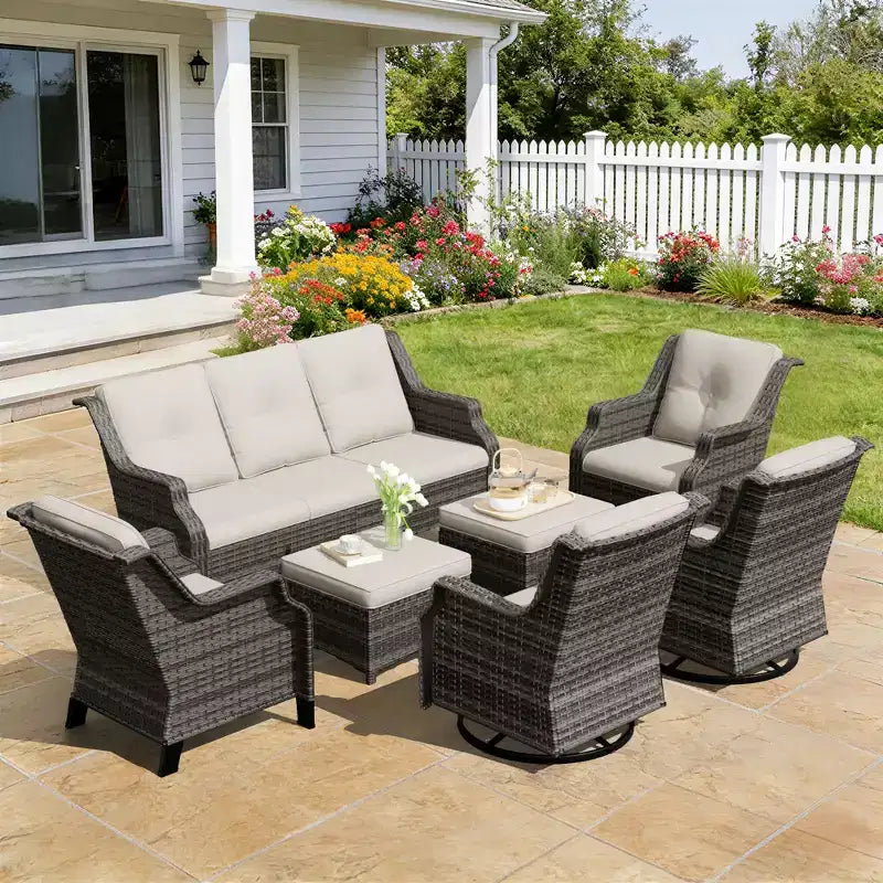 Set Modulare Premium da Esterno UPTIOT con Divano Lounge e Sedie