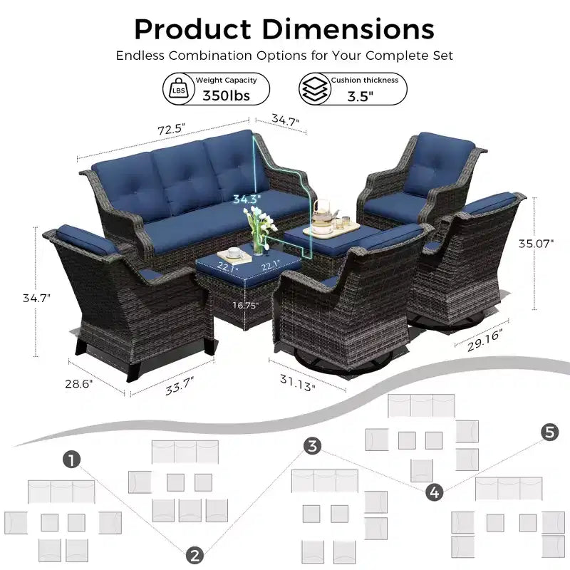 Set Modulare Premium da Esterno UPTIOT con Divano Lounge e Sedie