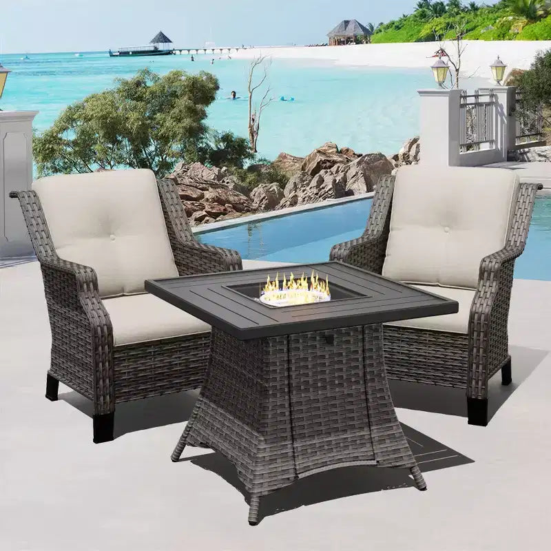 Set Focolare da Esterno UPTIOT con Sedie Lounge Modulari
