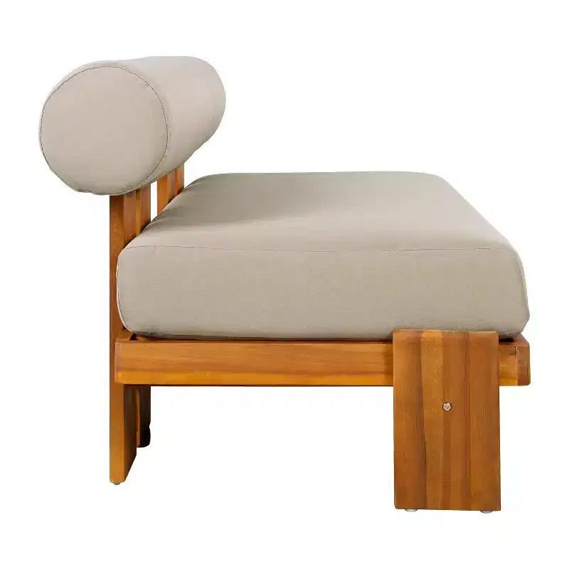Christopher Knight Home Ishaan, set da 2 pezzi moderno, divanetto da esterni imbottito in acacia e tavolino da caffè a doghe