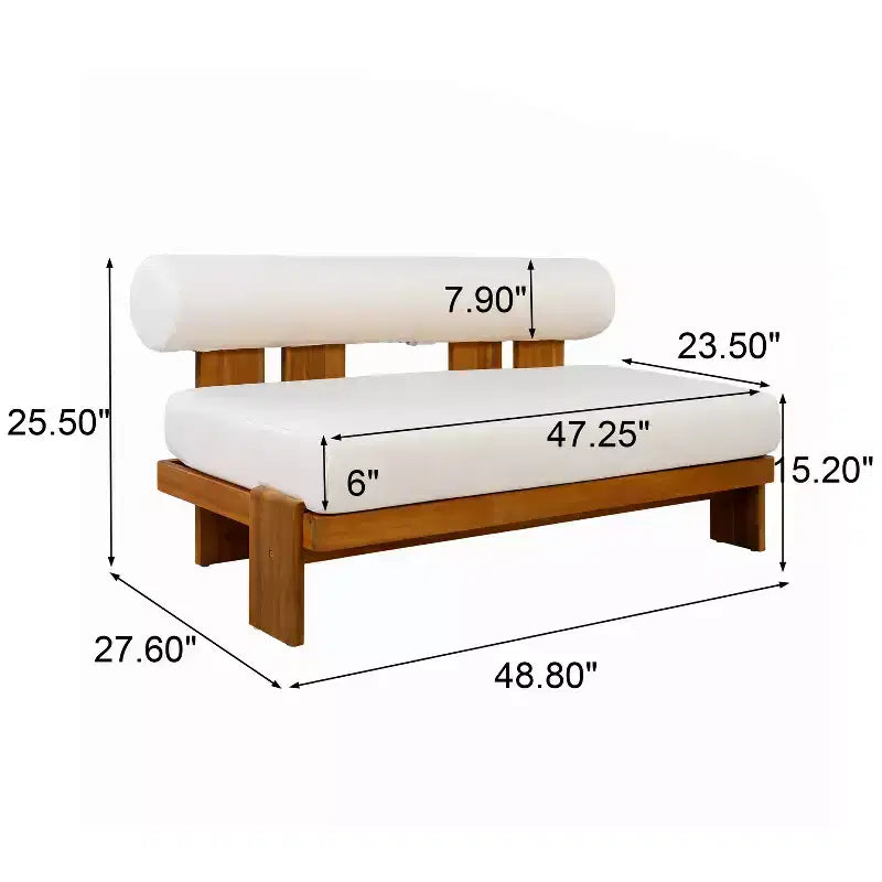 Christopher Knight Home Ishaan, set da 2 pezzi moderno, divanetto da esterni imbottito in acacia e tavolino da caffè a doghe