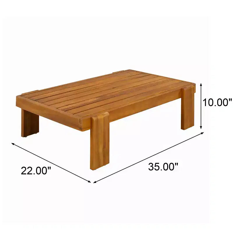 Christopher Knight Home Ishaan, set da 2 pezzi moderno, divanetto da esterni imbottito in acacia e tavolino da caffè a doghe