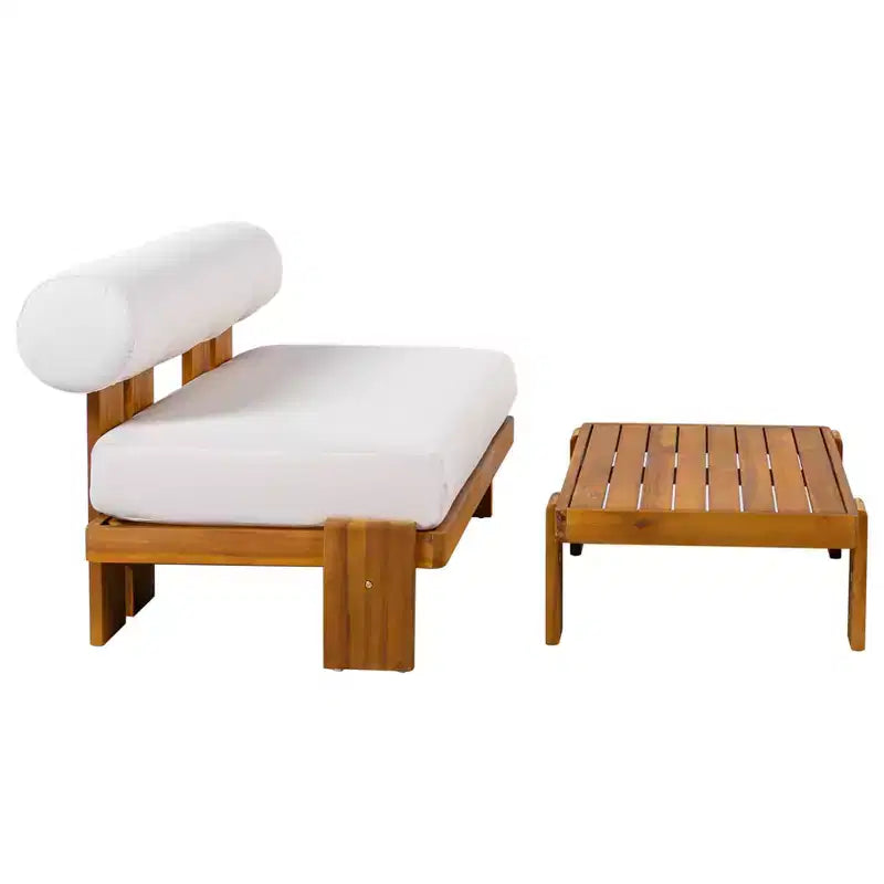 Christopher Knight Home Ishaan, set da 2 pezzi moderno, divanetto da esterni imbottito in acacia e tavolino da caffè a doghe