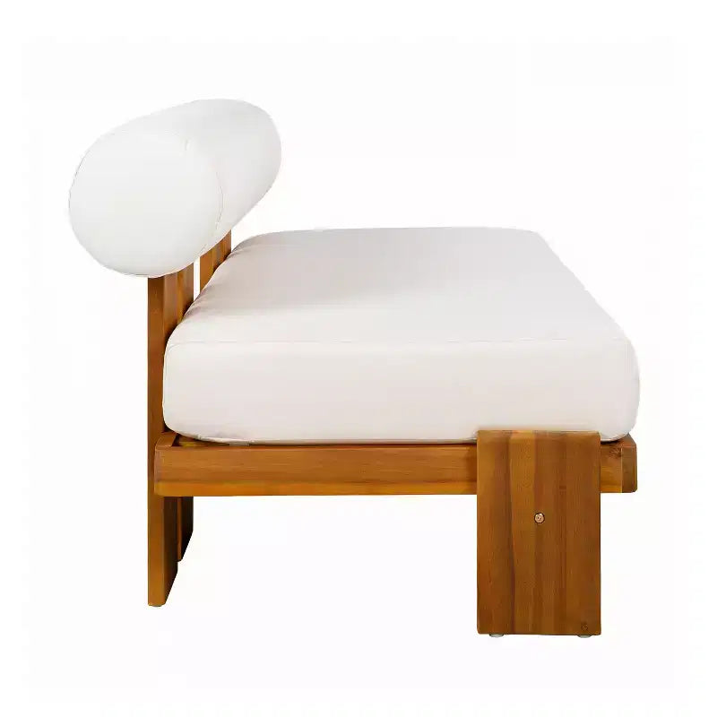 Christopher Knight Home Ishaan, set da 2 pezzi moderno, divanetto da esterni imbottito in acacia e tavolino da caffè a doghe
