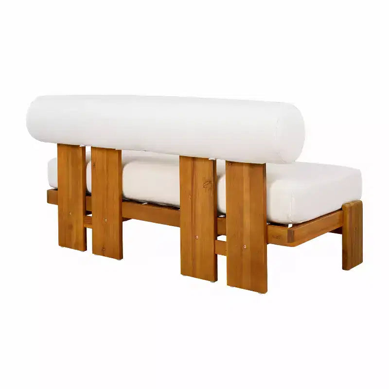 Christopher Knight Home Ishaan, set da 2 pezzi moderno, divanetto da esterni imbottito in acacia e tavolino da caffè a doghe