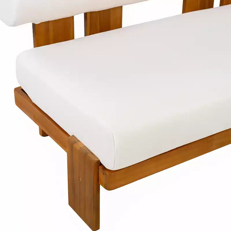 Christopher Knight Home Ishaan, set da 2 pezzi moderno, divanetto da esterni imbottito in acacia e tavolino da caffè a doghe