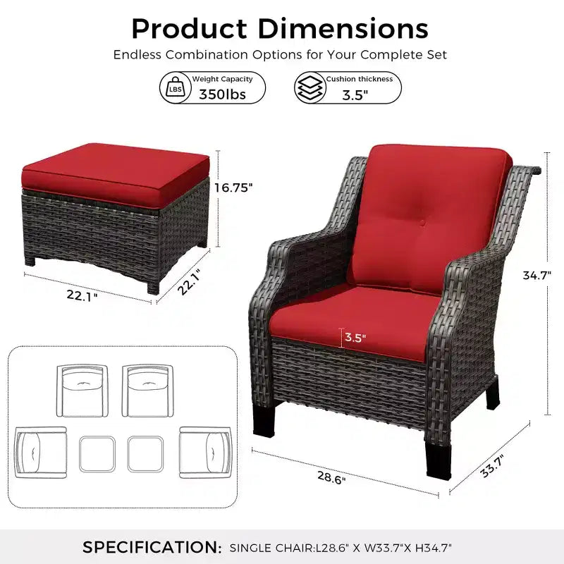 Set modulare UPTIOT con 4 sedie e 2 pouf