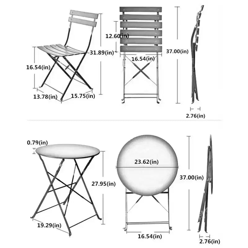 Set da tavolo e sedie pieghevoli portatili da esterno a tre pezzi