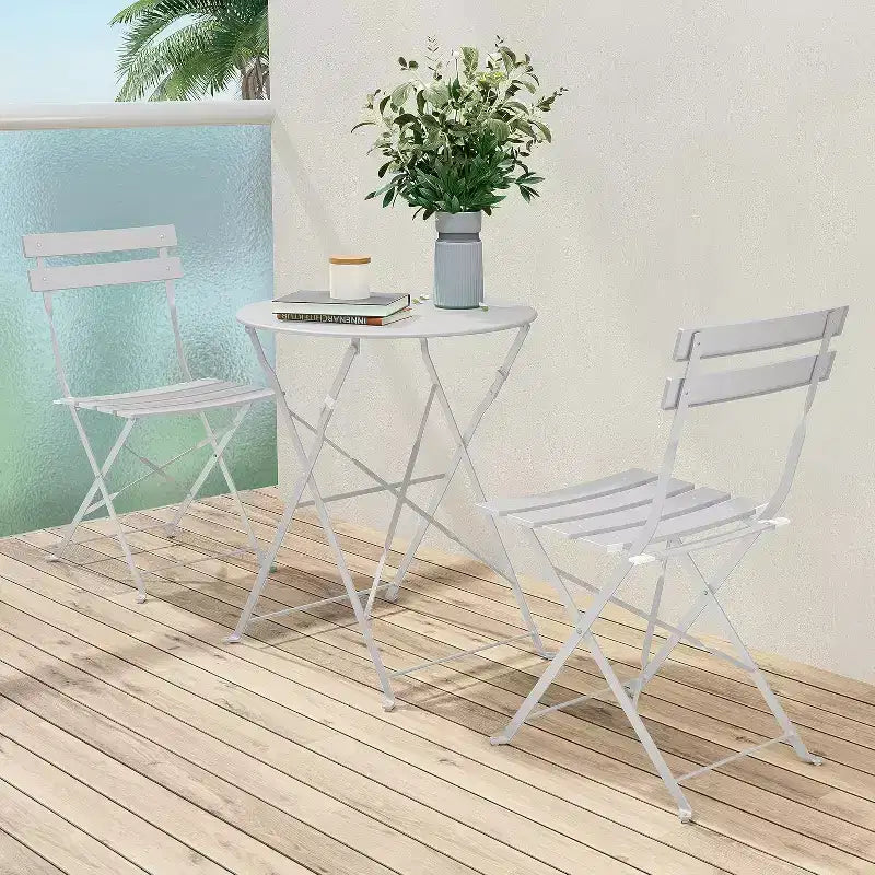 Set da tavolo e sedie pieghevoli portatili da esterno a tre pezzi