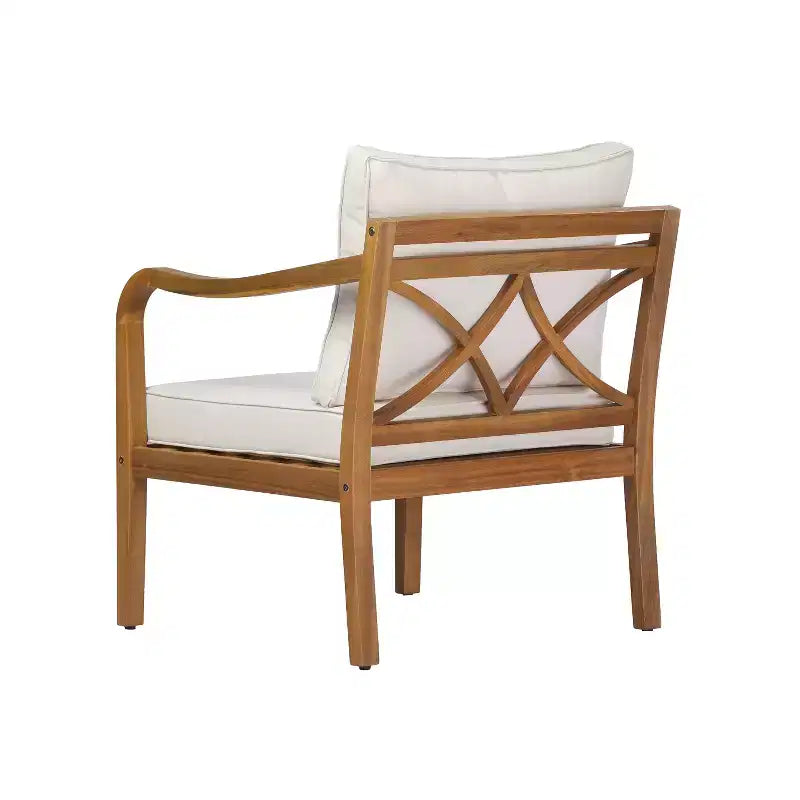 Christopher Knight Home Salma Set da Salotto Moderno a 5 Pezzi per Patio in Legno di Acacia con Tavolo a Doghe e Cuscini