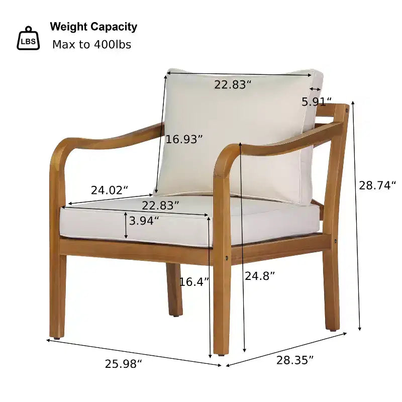 Christopher Knight Home Salma Set da Salotto Moderno a 5 Pezzi per Patio in Legno di Acacia con Tavolo a Doghe e Cuscini