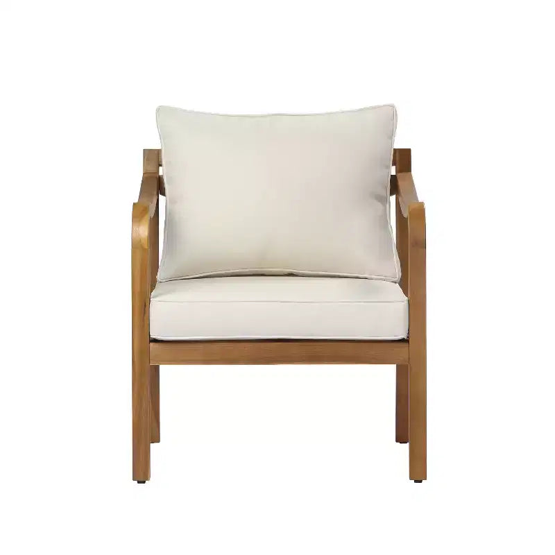 Christopher Knight Home Salma Set da Salotto Moderno a 5 Pezzi per Patio in Legno di Acacia con Tavolo a Doghe e Cuscini