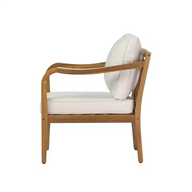Christopher Knight Home Salma Set da Salotto Moderno a 5 Pezzi per Patio in Legno di Acacia con Tavolo a Doghe e Cuscini