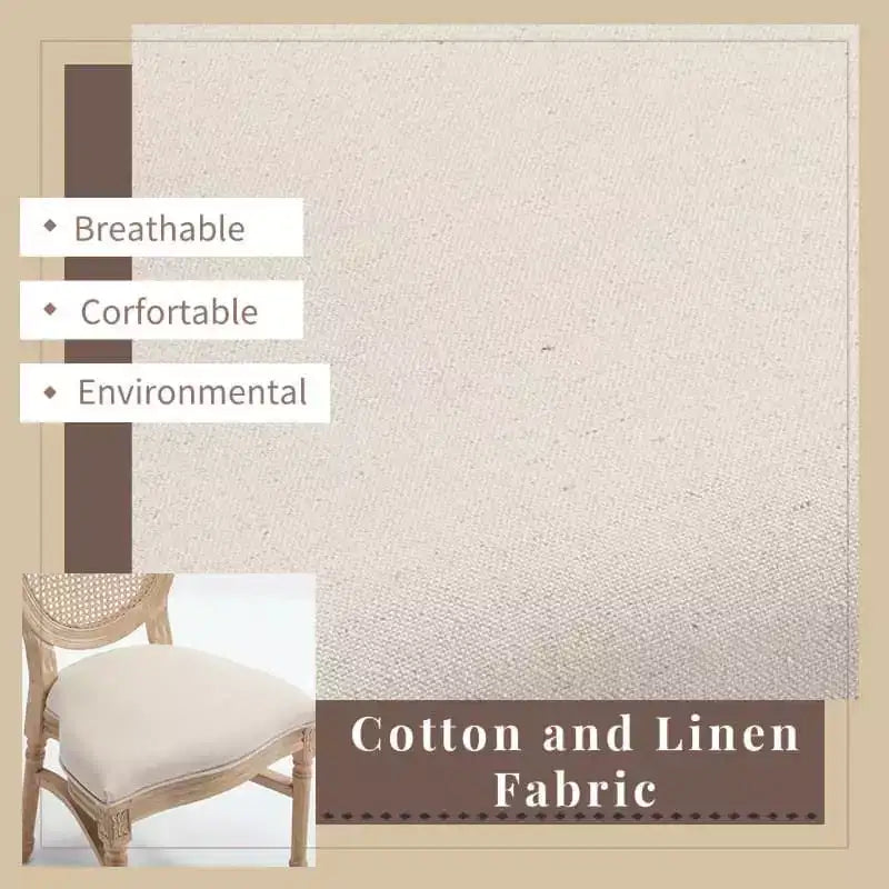 Sedia da pranzo con schienale rotondo intagliato e rivestimento beige