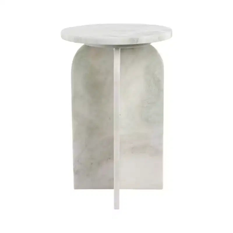 Tavolino rotondo in marmo, marrone e verde, 1 pezzo