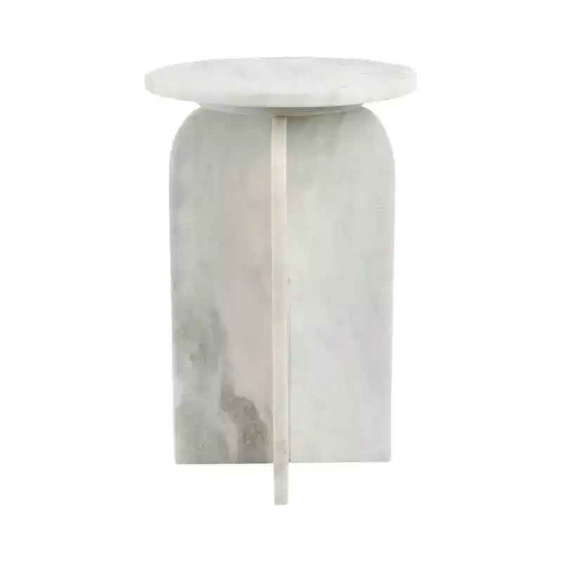 Tavolino rotondo in marmo, marrone e verde, 1 pezzo