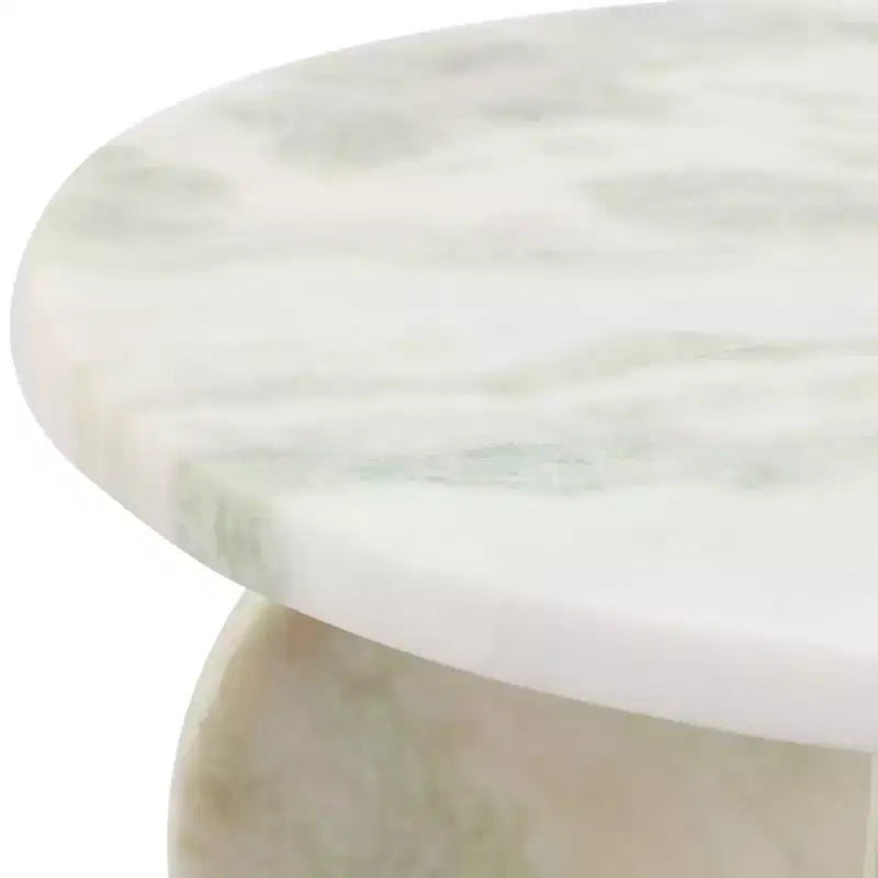 Tavolino rotondo in marmo, marrone e verde, 1 pezzo