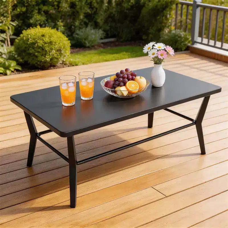 Set Divano ALAULM da Esterno in Alluminio a 8 Posti, Set di Mobili da Giardino con Tavolino da Caffè in Metallo e 5 Cuscini Spessi