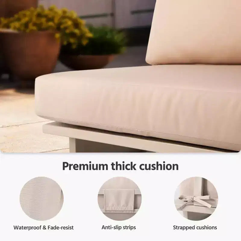 LAUSAINT HOME Set Mobili da Giardino per Esterni, Set Salotto da Patio con Telaio in Metallo e Tavolino da Caffè per Giardino, Bordo Piscina
