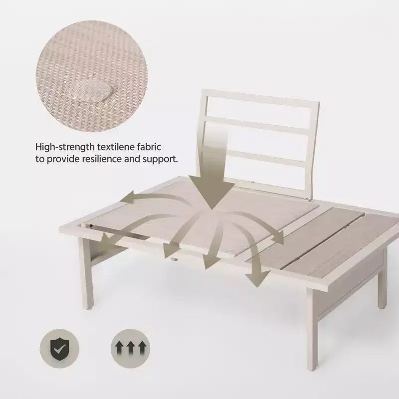 LAUSAINT HOME Set Mobili da Giardino per Esterni, Set Salotto da Patio con Telaio in Metallo e Tavolino da Caffè per Giardino, Bordo Piscina