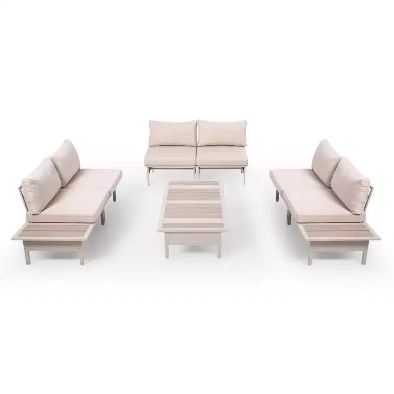 LAUSAINT HOME Set Mobili da Giardino per Esterni, Set Salotto da Patio con Telaio in Metallo e Tavolino da Caffè per Giardino, Bordo Piscina