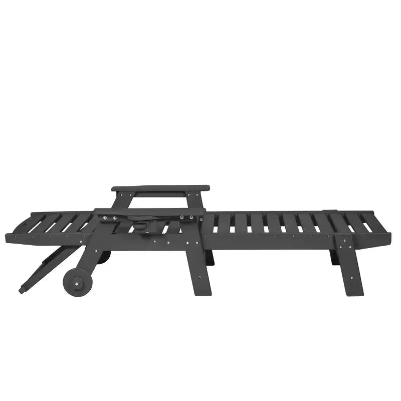 GDFStudio Fern Set da 3 Pezzi di Chaise Longue da Esterno con Tavolino e Schienale Regolabile