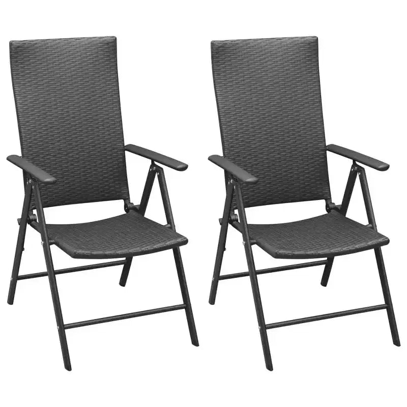 vidaXL Set da pranzo in polyrattan nero, pieghevole, per esterni